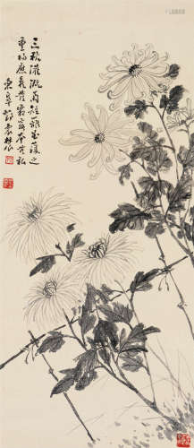 邓怀农（1894～1986） 秋菊傲霜 立轴 水墨纸本