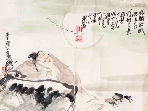 王涛（b.1943） 丁丑1997年作 李白诗意图 镜片 设色纸本