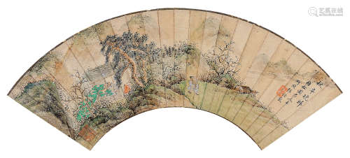 张培敦（1772～1846） 秋亭晚归 扇面 设色纸本