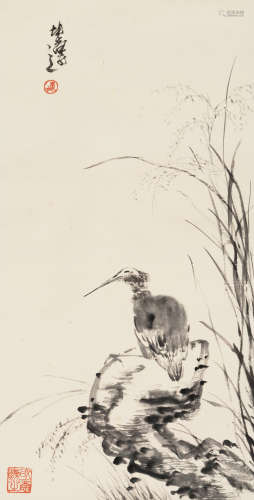 卢坤峰（b.1934） 鹭鸶 立轴 水墨纸本