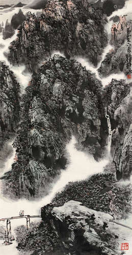 郭公达（b.1931） 辛巳2001年作 黄山天下奇 镜片 设色纸本