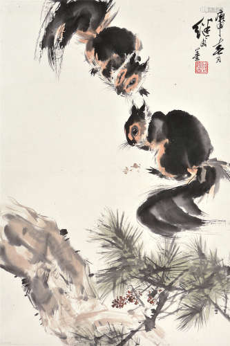 刘继卣（1918～1983） 庚申1980年作 松鼠 镜片 设色纸本