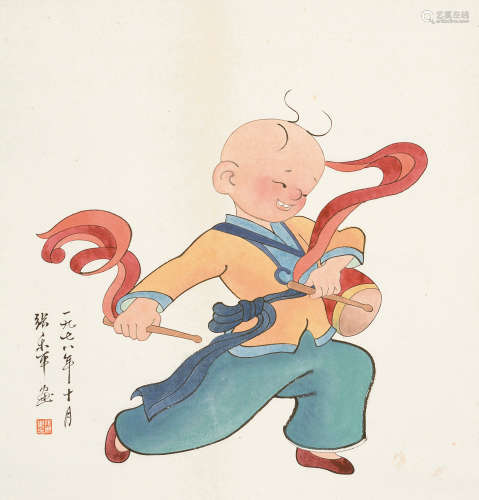 张乐平（1910～1992） 1978年作 三毛 立轴 设色纸本