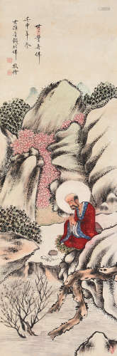 钱化佛（1884～1964） 壬申1932年作 无量寿佛 立轴 设色纸本