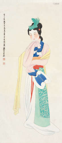 孙云生（1918～2000） 甲子1984年作 仕女图 镜片 设色纸本