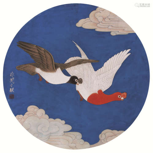 于非闇（1889～1959） 和平鸽 立轴 设色绢本