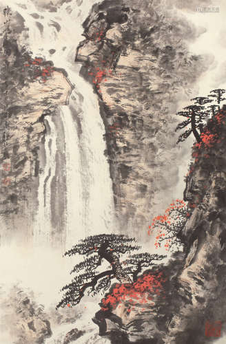 魏紫熙（1915～2002） 秋山鸣泉图 立轴 设色纸本