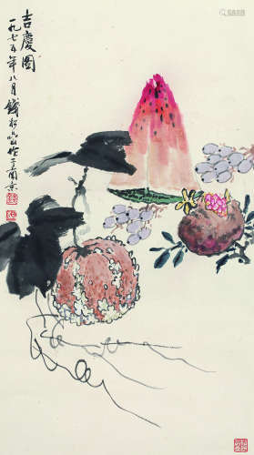 钱松嵒（1899～1985） 吉庆图 立轴 设色纸本