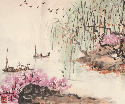 钱松嵒（1899～1985） 山水 镜芯 设色纸本