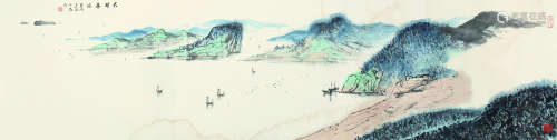 亚明（1924～2002） 太湖春汛 镜芯 设色纸本