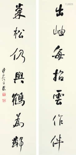 何维檏（1844～1925） 行书七言联 立轴 水墨纸本