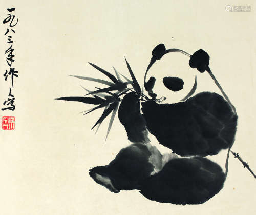 吴作人（1908～1997） 品竹图 立轴 水墨纸本