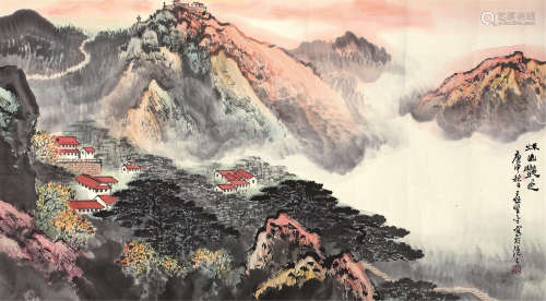 应野平（1910～1990） 秋山艳色 镜芯 设色纸本