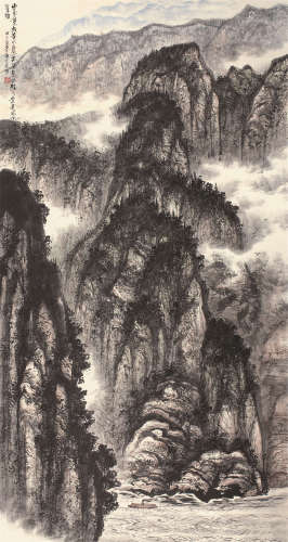 黄纯尧（1925～2007） 峡江图 镜芯 设色纸本