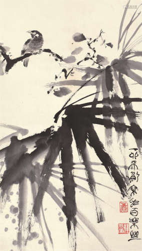 韩天衡（b.1940） 栖禽图 立轴 水墨纸本