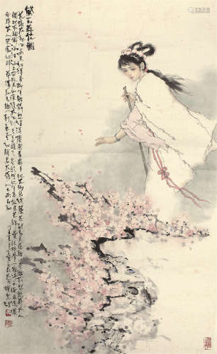 张惠斌（b.1942） 黛玉葬花图 镜芯 设色纸本