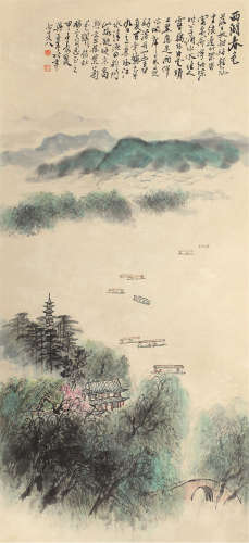 吴一峰（1907～1998） 西湖春色 立轴 设色纸本