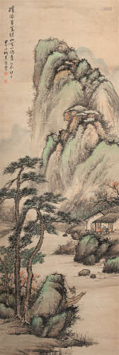 吴石僊（1845～1916） 青山归舟图 立轴 设色纸本