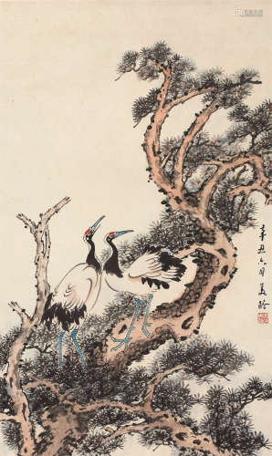 宋美龄（1897～2003） 松鹤图 立轴 设色纸本