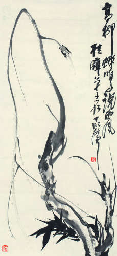 丁衍庸（1902～1978） 高柳蝉鸣说西风 镜芯 水墨纸本