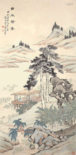 黄山寿（1855～1919） 曲水荷香 立轴 设色纸本