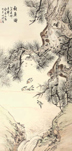 金梦石（1869～约1952） 封侯图 立轴 设色纸本