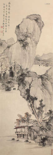 庞元济（1864～1949） 风来声谡谡 立轴 设色纸本