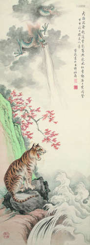 蔡铣（1898～1960） 龙虎登高堂 立轴 设色纸本