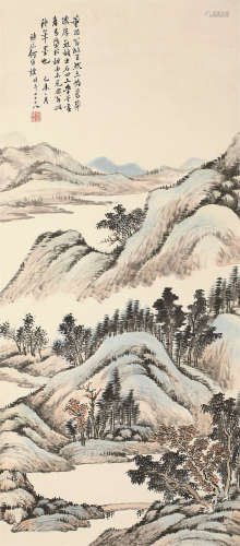何维檏（1844～1925） 松山秋韵图 立轴 设色纸本