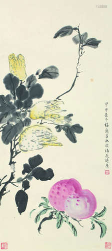 梅兰芳（1894～1961） 福寿图 立轴 设色纸本