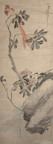 沙馥（1831～1906） 花鸟 立轴 设色纸本