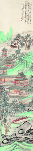 金城（1878～1926） 云山楼阁 立轴 设色纸本