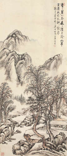 袁培基（1870～1943） 拟王蓬心山水 立轴 设色纸本