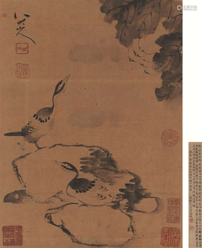 朱耷（1626～1705） 花鸟 立轴 水墨纸本