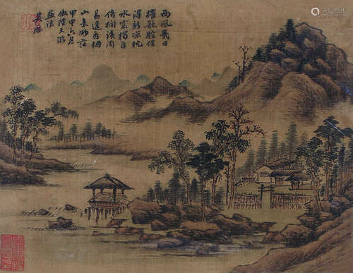 吴历（1632～1718） 仿陆天游山水 镜芯 设色绢本