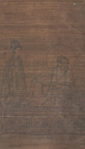 李公麟（1049～1106）（款） 人物 立轴 水墨绢本