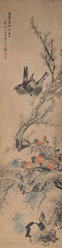 任伯年（1840～1896） 梅竹双燕图 镜芯 设色纸本