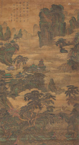 刘松年（约1155～1218） 云山仙阁图 立轴 设色绢本
