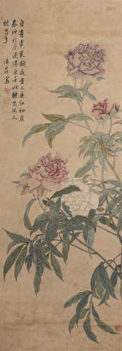 汤世澍（1831～1903） 芍药添香图 立轴 设色纸本