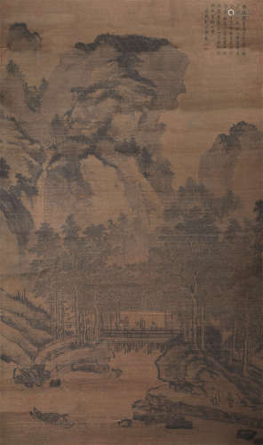 戴进（1388～1462） 溪堂论道图 镜芯 设色绢本