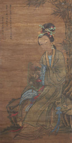 唐寅（1470～1524） 仕女 立轴 设色绢本