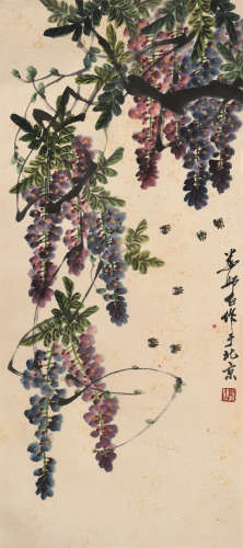 娄师白 紫藤蜜蜂 近现代 纸本立轴