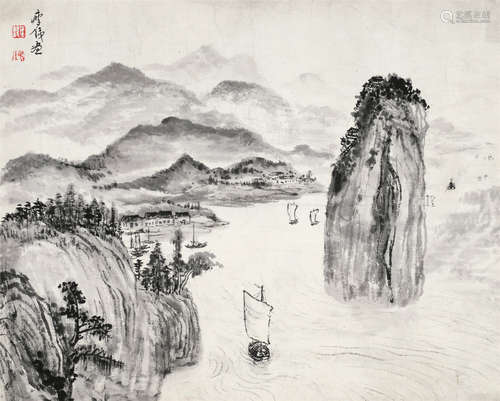 钱瘦铁（1897～1967） 峡江行 镜心 水墨纸本