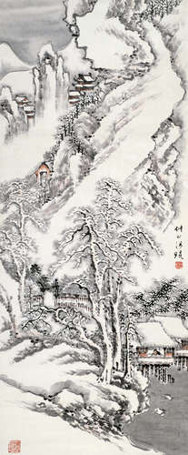 汪琨（1877～1946） 雪景 立轴 设色纸本