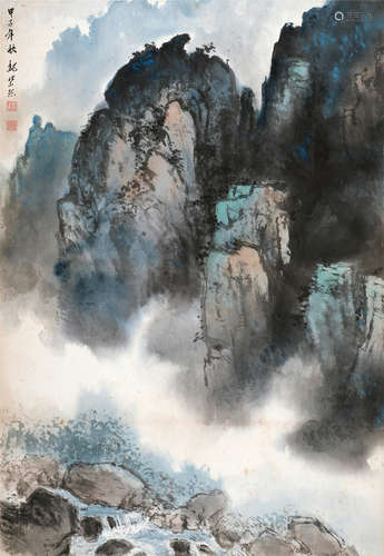 魏紫熙（1915～2002） 秋山泉石 镜心 设色纸本