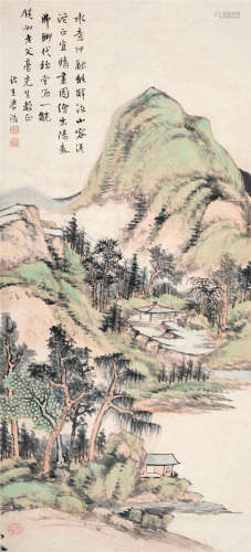 王学浩（1754～1832） 水榭春光 镜心 设色纸本
