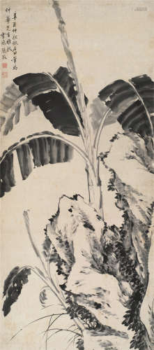 张敔（1734～1803） 芭蕉湖石 镜心 水墨纸本
