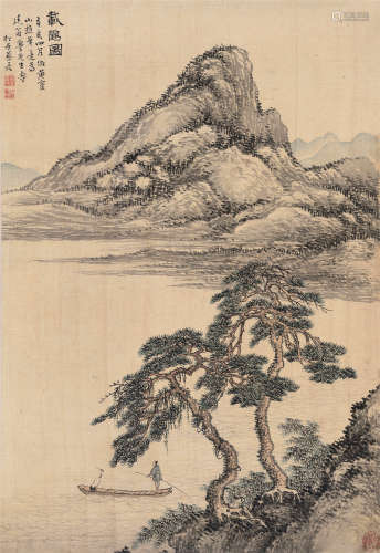 蔡嘉（1686～1779） 载鹤图 立轴 设色绢本