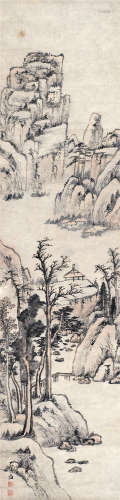 罗牧（1622～1705） 山水 立轴 设色纸本