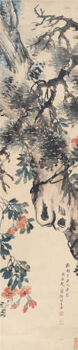 赵之琛（1781～1852） 指画拟高凤翰笔意 立轴 设色纸本
